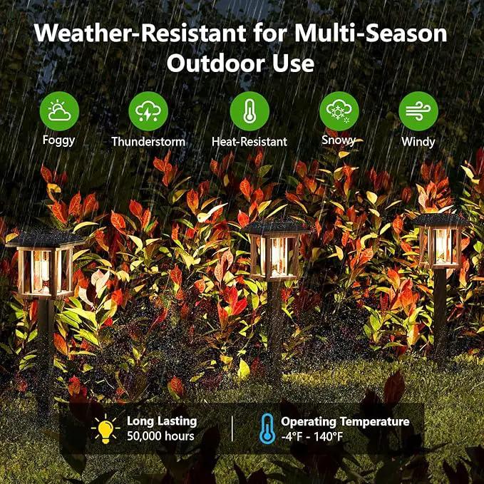 XMCOSY+ Solar Lights Outdoor Waterproof IP65, 25 LM Garden Light for Yard Pathway, Dual-Tone LED Lights with Seed Glass Metal, Solar Powered Landscape Walkway Pathway Decor Lighting (Warm White) by GreenHaven Gardens