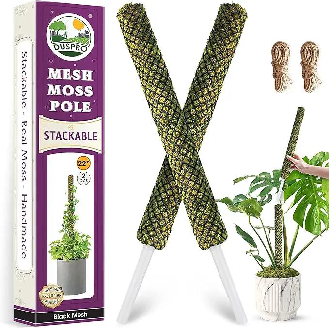 DUSPRO Stackable Mesh Moss Pole for Plants Monstera Potted Plant Stakes for Indoor Plants Extendable Plant Pole Moss Sticks for Plants Climbing Vine Supporting Monstera Trellis 2 Pcs 22'' by GreenHaven Gardens