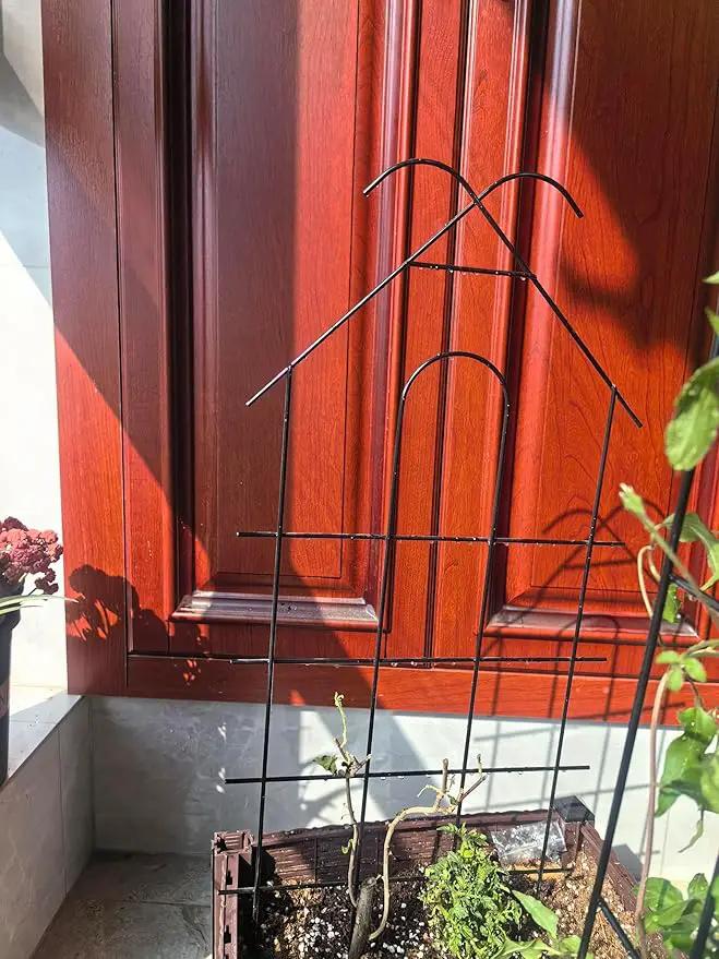 ARIFARO 24'' Metal Garden Trellis for Climbing Plants, Indoor/Outdoor Sturdy Plant Trellis for Potted Plants,House Plants, Climbing Vines, Pack of 4, Black by GreenHaven Gardens