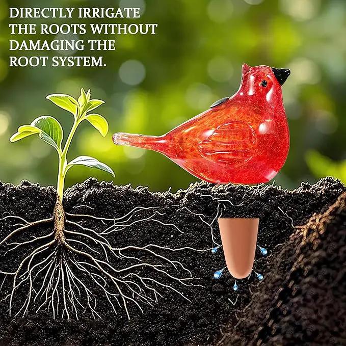 Glass Bird Shaped Plant Watering Ball Glass Automatic Watering Ball Flower Pot Insertion Spike Drip Irrigation Device Watering Ball Irrigation System Plant Enthusiast Gift (Red) by GreenHaven Gardens