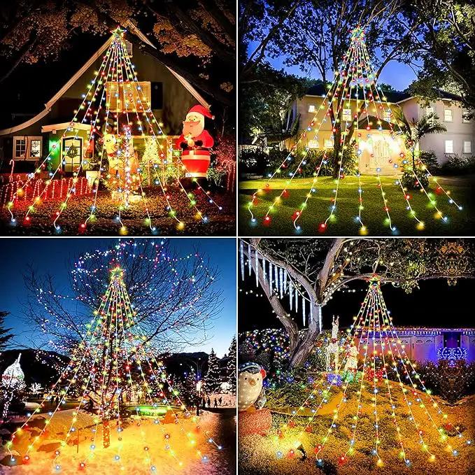 Christmas Decoration Lights, Outdoor Christmas String Lights 320 LED 11.5 Ft Waterfall Tree Lights with Big Star Topper 8 Light Modes for Christmas New Year Holiday Garden Yard Indoor Outdoor Decor by GreenHaven Gardens