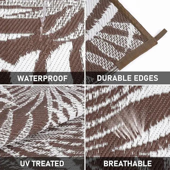 HiiARug Outdoor Rugs 9'x12' for Patios Clearance Brown Reversible Outdoor Rug, Outdoor Plastic Straw Rug RV Camping Rug Large Outdoor Mat for RV, Patio, Backyard, Deck, Picnic, Beach, Trailer, Camping by GreenHaven Gardens