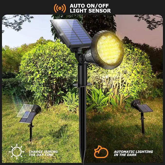 Solar Spot Lights Outdoor, 21 LEDs Brightness Solar Flag Lights Outdoor IP67 Waterproof Solar Garden Stake Lights, 2-in-1 Adjustable Solar Power Outdoor Lights for Fence Warm White(6 Pack) by GreenHaven Gardens