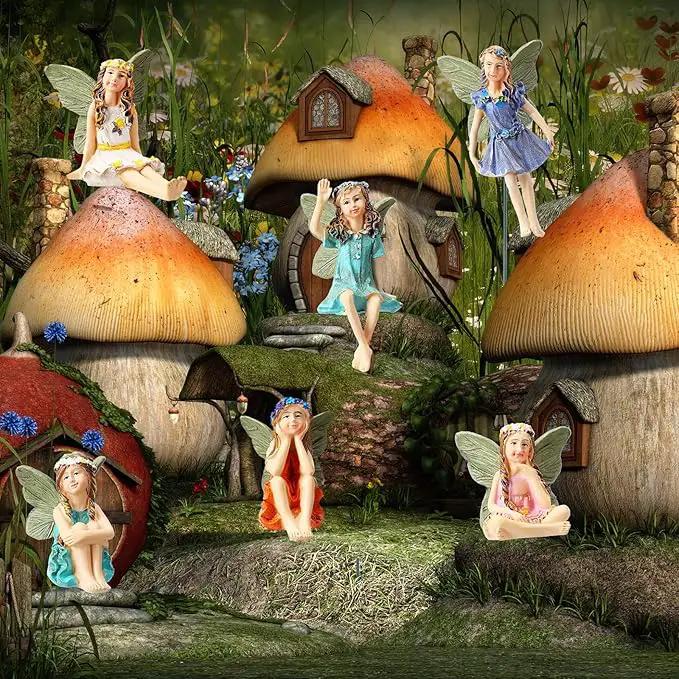 Bucherry 12 Pieces Garden Mini Fairies Figurines Miniature Fairy Sculpture Decoration Tiny Garden Accessories for Home Outdoor Yard Lawn Flower Pot Decor(Elegant) by GreenHaven Gardens