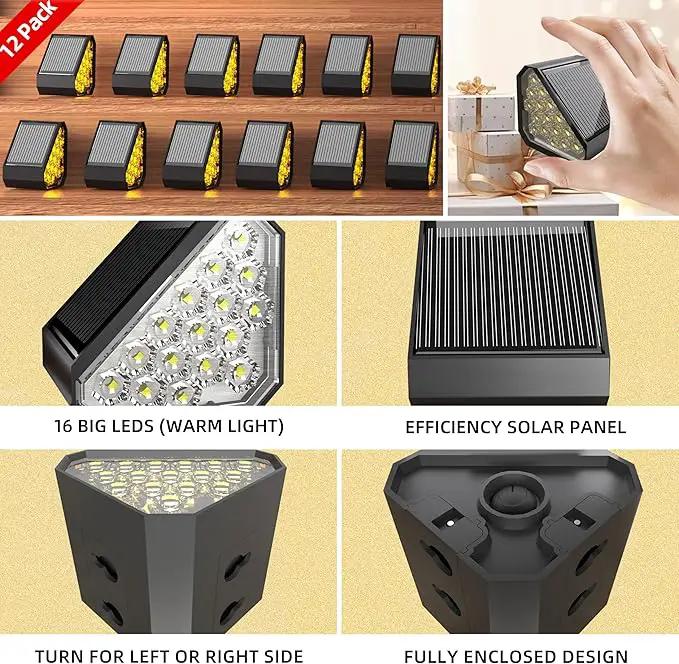 12-Pack Solar Step Lights, Solar Powered Outdoor Waterproof IP67, Auto On Off, Dusk to Dawn LED Stair Lights for Outside Garden, Deck, Front Step, Front Porch, Pathway, Patio by GreenHaven Gardens