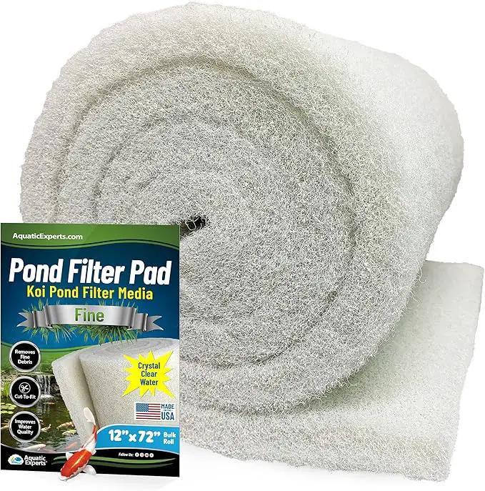 Classic Koi Pond Filter Pad FINE - White Bulk Roll Pond Filter Media, Ultra-Durable Pond Filters for Outdoor Ponds, Reusable Fish Pond Filter Material, USA, Aquatic Experts (3/4" - 1" x 12" x 72") by GreenHaven Gardens