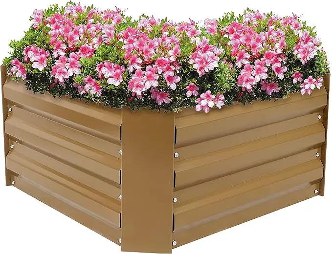 Sunnydaze 11.75" H Raised Metal Garden Bed - Galvanized Raised Garden Bed Outdoor for Vegetables and Flowers - Brown - Square by GreenHaven Gardens