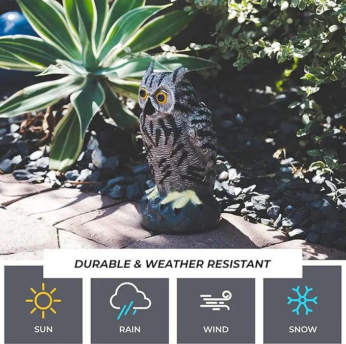 Galashield Owl Decoys to Scare Birds Away | Plastic Owls to Scare Birds Away | Owl Statue for Garden & Outdoors [Set of 3] by GreenHaven Gardens
