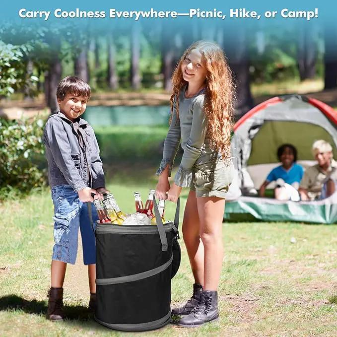 Tirrinia Large Pop-Up Golf Cooler Bag- Insulated Collapsible Cooler with Flat Drink Table for Golf Cart, Lightweight and Portable Ice Beach Cooler for Travel, Fishing, Picnics, Hiking, Camping by GreenHaven Gardens