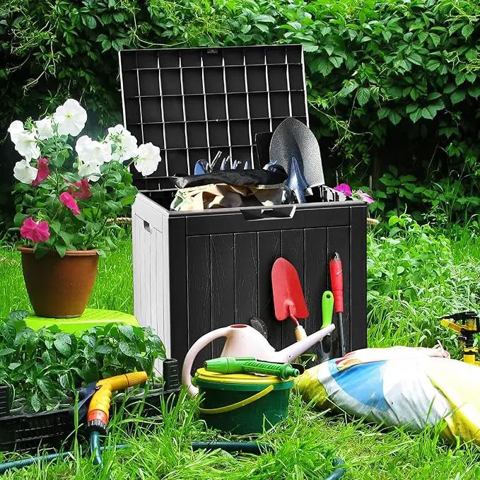 YITAHOME 30 Gallon Deck Box Outdoor Storage Box, Waterproof Resin Package Delivery and Storage Box with Lockable Lid for Patio Furniture Cushions, Pool Accessories, Garden Tools, Black by GreenHaven Gardens
