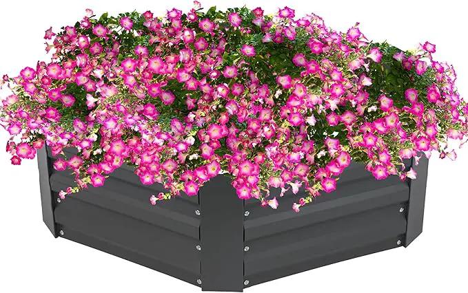 Sunnydaze Galvanized Raised Garden Bed - Metal Raised Bed for Gardening - Outdoor Planter Box for Flowers, Plants, and Vegetables - Gray - 12.25" Hexagon by GreenHaven Gardens