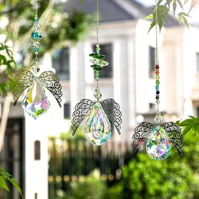 H&D HYALINE & DORA Metal Angel Wing Pendant with Rainbow Crystal Prisms Suncatcher Window Home Christmas Hanging Decor,Set 3pcs by GreenHaven Gardens