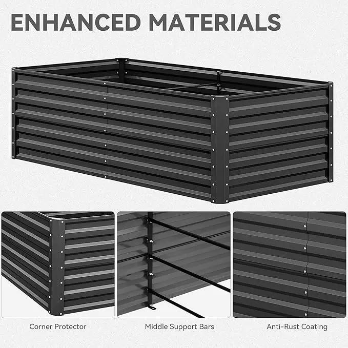 YITAHOME 72x36x24 in Galvanized Raised Garden Bed Kit, Large Metal Planter Box with Gloves & Support Rod, Outdoor Flower Bed for Plants Vegetables, Black by GreenHaven Gardens