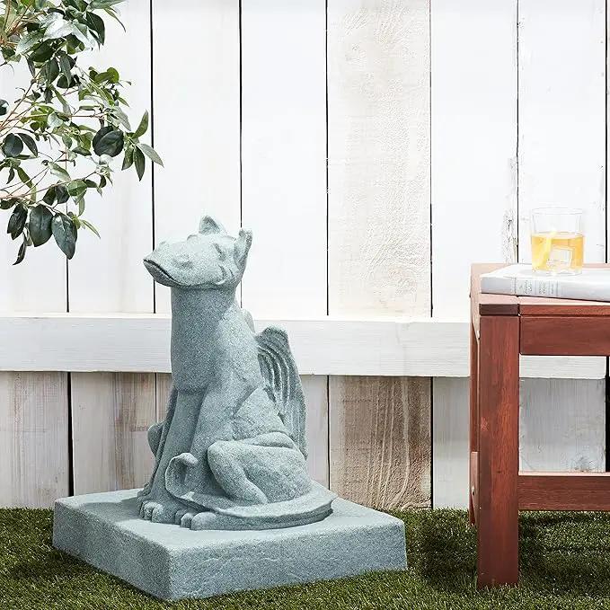 EMSCO Group Smiling Dragon Statue – Natural Jade Green Appearance – Made of Resin – Lightweight – 21” Height by GreenHaven Gardens