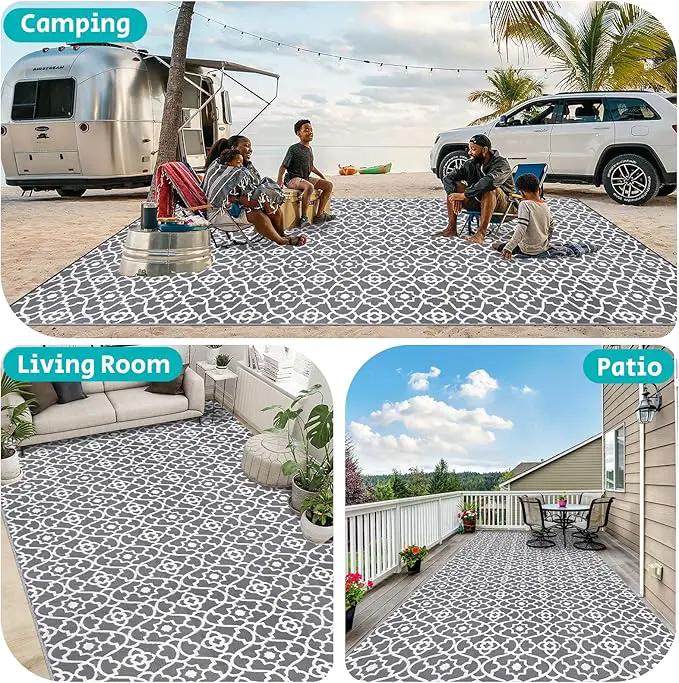HEBE Outdoor Rug Waterproof 9x18, Plastic Straw Rug Camping Rug, Reversible Outdoor Patio Rugs RV Mat Clearance, Indoor Outside Floor Carpet for Porch,Deck,Camper,Balcony,Backyard by GreenHaven Gardens