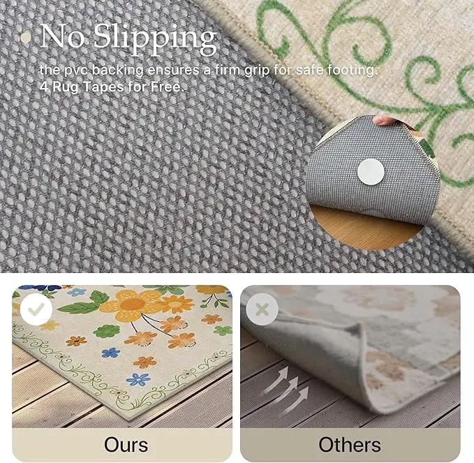 GENIMO Indoor Outdoor Area Rug 5' X 7' Waterproof, Washable Door Mat Non Shedding, Easy Cleaning Floral Outdoor Carpet for Patio, Entryway, Porch, Bathroom, Living Room, Bedroom, Backyard by GreenHaven Gardens