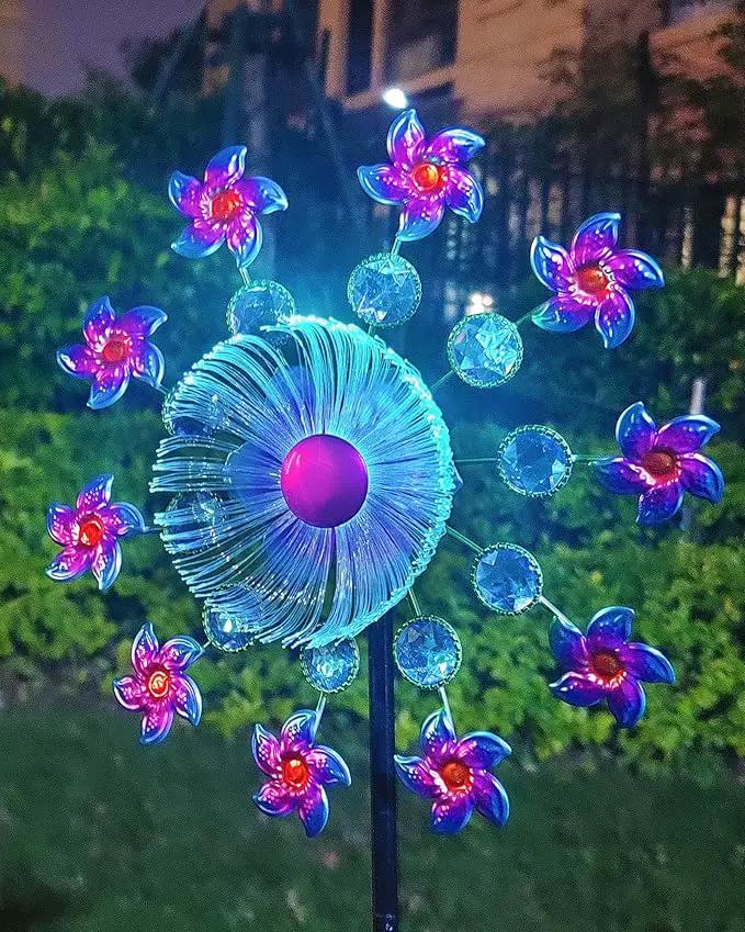 Solar Flower Wind Spinners for Yard and Garden, 40 Inch Solar Windmill Garden Whirligig Kinetic Spinners Decor for Lawn, Patio&Yard, Metal Wind Outdoor Sculpture by GreenHaven Gardens