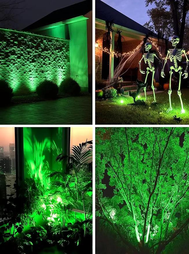 7W Green LED Landscape Lights, 110v 120V Plug in Landscape Lighting with IP66 Waterproof Halloween Christmas Spotlights for Garden Pathway Tree Pathway, 2 Pack by GreenHaven Gardens
