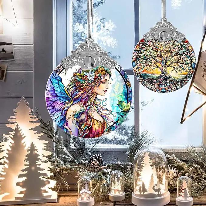 Stained Glass Suncatcher, Jocidea Fairy Ornament, Christmas Ornaments, Holidays Ornaments, Christmas Tree Decor, Fairy Decor for Home, Fairy Gifts by GreenHaven Gardens