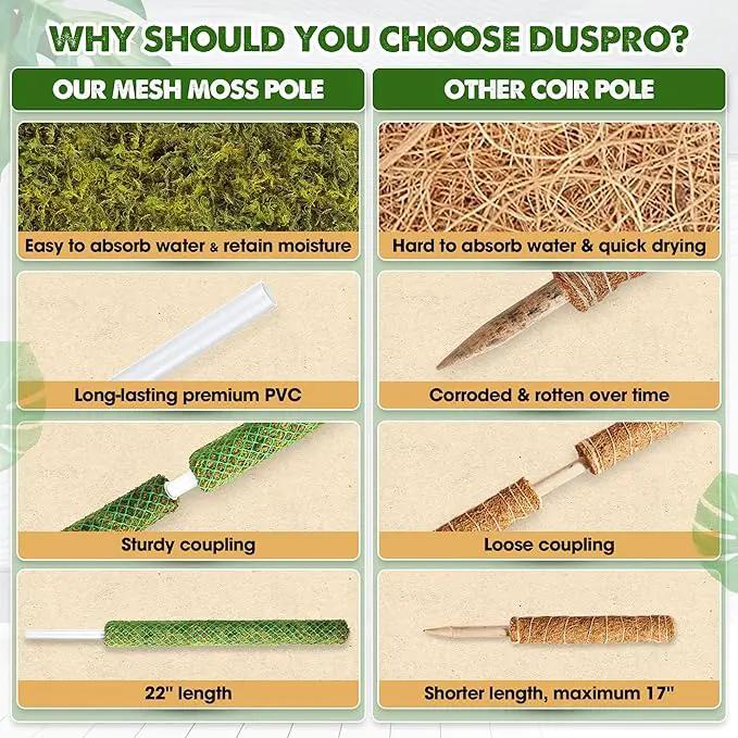 DUSPRO 10Pcs 22'' Green Stackable Mesh Moss Pole for Plants Climbing Vine Supporting Monstera Trellis, for Indoor Plants Extendable Plant Pole Moss Sticks, for Potted Plant Stakes by GreenHaven Gardens