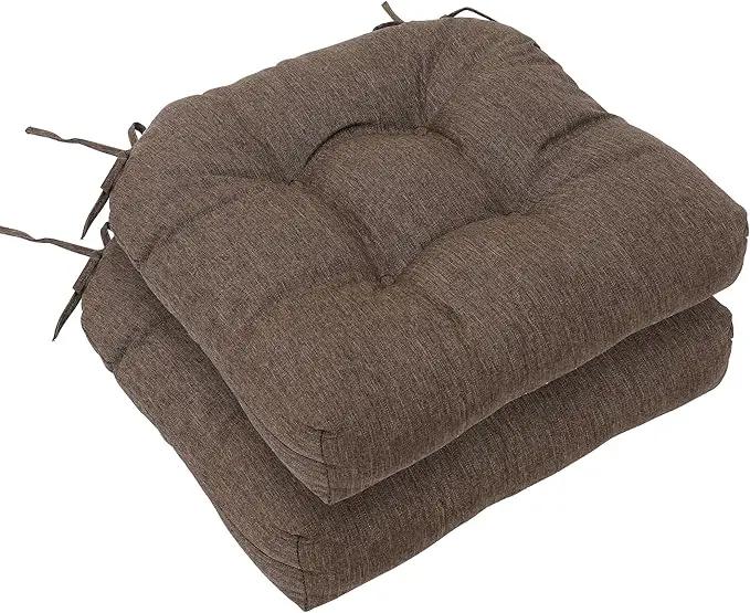 RACE LEAF 17" x 17" Patio Chair Seat Pads Brown - Outdoor/Indoor Patio Cushions Set of 2 - Replacement Cushions for Chairs and Seating - Olefin Seat Pads for Porch, Deck, and Garden Seats by GreenHaven Gardens