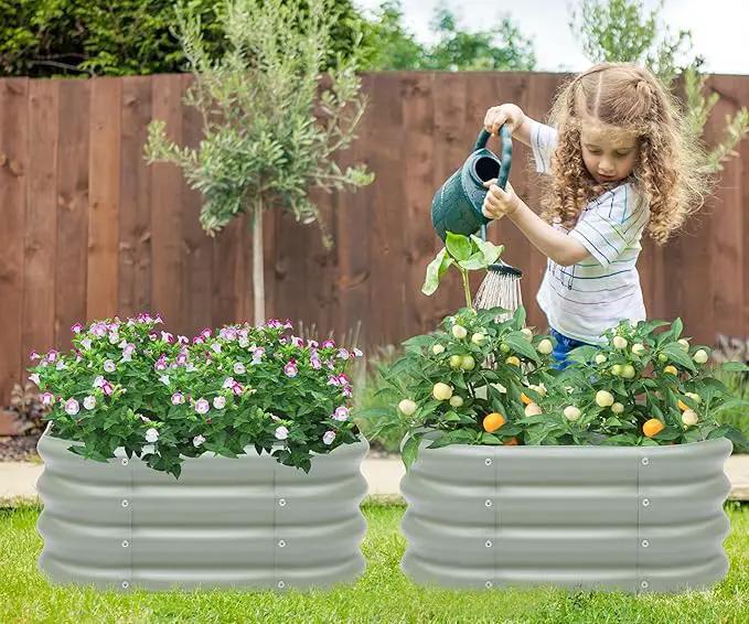 2-Pack 2x1ft Galvanized Raised Garden Bed, Outdoor Planter Bed, Metal Planter Box for Gardening and Planting,LG by GreenHaven Gardens