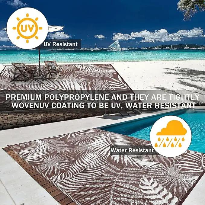 HiiARug Outdoor Rug 6x9Ft Outdoor Plastic Straw Rug Waterproof Outdoor Rugs for Patios Clearance Large Reversible Patio Mat Outdoor Area Rug for Patios Deck Beach RV Camper Backyard,Brown&White by GreenHaven Gardens