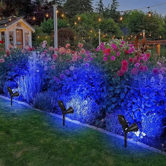 T-SUN Blue Solar Spotlights, Solar Lights Outdoor Waterproof, Auto ON/Off Adjustable Solar Garden Pond Lights for Tree, Patio, Yard, Garden, Driveway, Stairs, Pool Area (Blue- 2 Pack) by GreenHaven Gardens