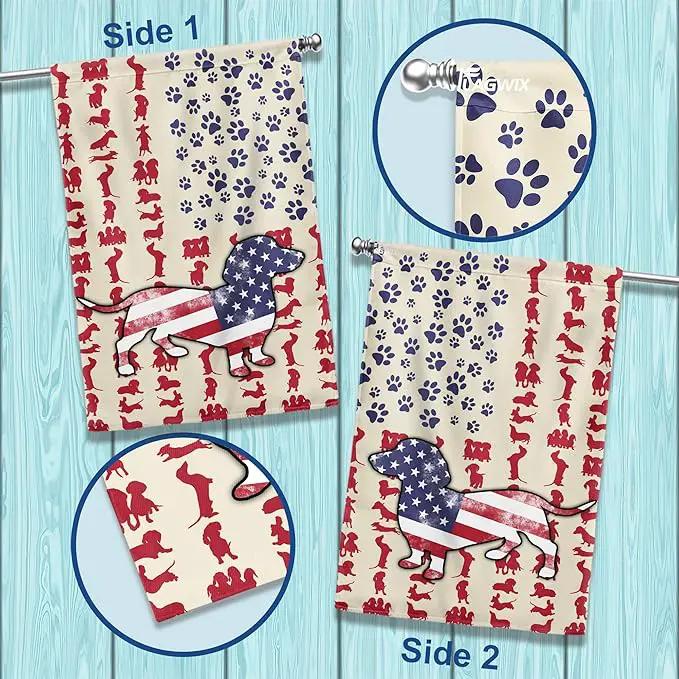 FLAGWIX Patriot American Dog Flags, Dachshund Dog Lover American Double Sided Flag - 4th of July Decorations For Home, Outside, House Flag 30x40 - Heavy Duty Canvas, Decorative Indoor Outdoor Flag by GreenHaven Gardens
