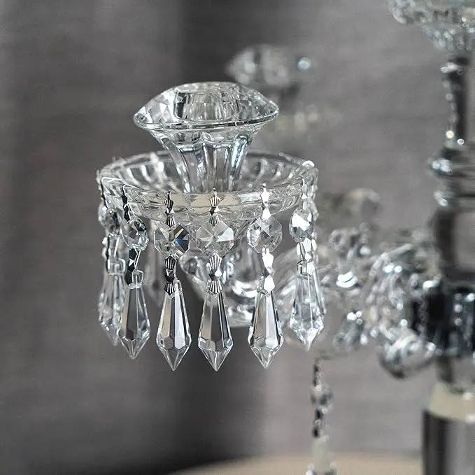 HDCRYSTALGIFTS 20Pcs 38mm Replacement Clear Chandelier Icicle Crystal Prisms Octogan Crystal Bead for Lamp Decor,Silver Bow Tie Connectors by GreenHaven Gardens