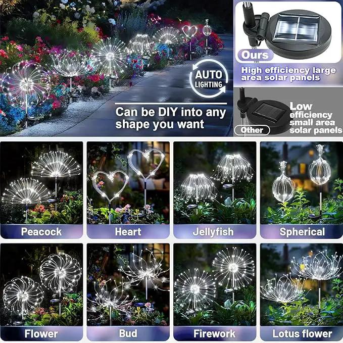 Anordsem Solar Fireworks Lights Outdoor: Garden Light Waterproof for Yard Outside - LED Starburst White Lighting Patio Pathway Decor 2 Pack - Sparkler Gardening Gifts for Women Homeowner by GreenHaven Gardens