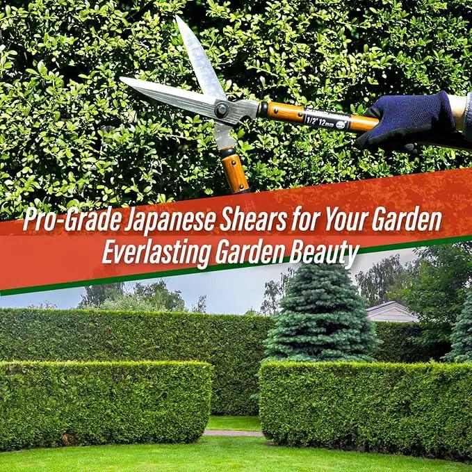 SUIZAN Hedge Shears 21.3" - Professional Japanese Garden Clippers for Precise Trimming Gardening Tools by GreenHaven Gardens