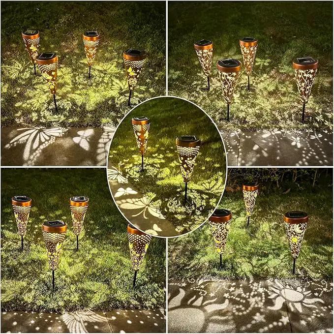 DIBIEECN 4 Pack Butterfly Solar Garden Pathway Lights Outdoor,Metal Garden Decorations Outdoor Lights with Patterns and Warm Light,Waterproof Landscape Lighting for Path Patio Backyard Yard by GreenHaven Gardens