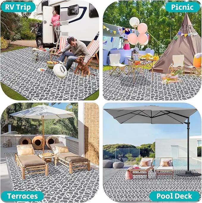 HEBE Outdoor Rug Waterproof 9x18, Plastic Straw Rug Camping Rug, Reversible Outdoor Patio Rugs RV Mat Clearance, Indoor Outside Floor Carpet for Porch,Deck,Camper,Balcony,Backyard by GreenHaven Gardens
