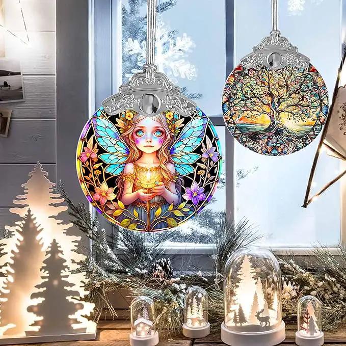 Fairy Stained Glass Suncatcher, Jocidea Fairy Ornament, Fairy Christmas Ornament, Holidays Ornaments, Christmas Tree Ornament, Fairy Decor, Gifts for Fairy Lovers by GreenHaven Gardens