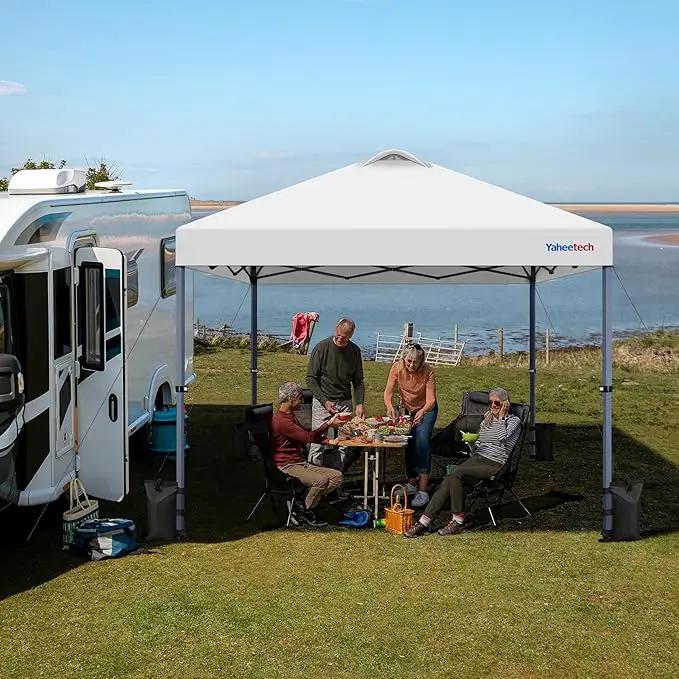 Yaheetech 10x10 Pop-up Canopy Tent w/ 2 Integrated Wheels for Mobility, Waterpoof & Heavy Duty, Instant Sun Shelter with Carry Bag, Weight Bags for Outdoor Camping Beach Patio Parties, White by GreenHaven Gardens
