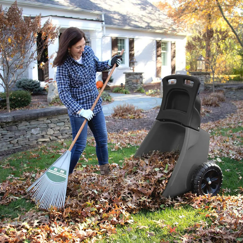 Simplay3 Easy Haul Durable Wheelbarrow with Garden Tool Storage Tray - Large Easy Turn Wheels - Gray - Made in USA by GreenHaven Gardens