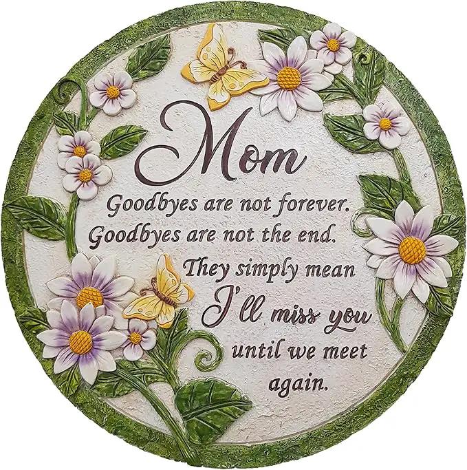 INSPIAMZUE Mom Memorial Stone - Until We Meet Again, Mom Remembrance Gift for Grieving, Sympathy Gift for Loss of Mother, Mom Loss Condolence, Memorial Stone Butterfly Flower TNS2 by GreenHaven Gardens