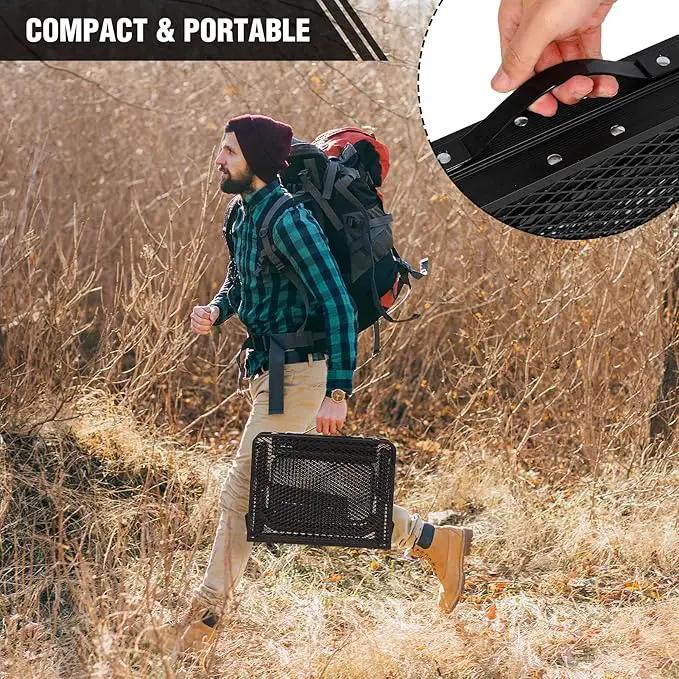REDCAMP 35x16 Folding Grill Table for Outside with 2 Side Tables, 4 Adjustable Heights Portable Small Stand Table for Outdoor Indoor Camping Picnic BBQ by GreenHaven Gardens