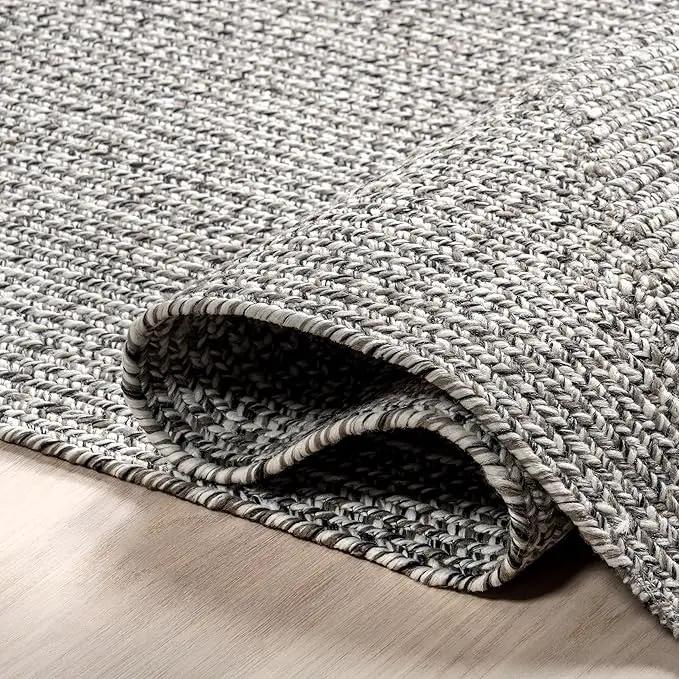 nuLOOM Oval 4' x 6' Solid Hand Braided Indoor/Outdoor Area Rug, Pet-Friendly, High Traffic, Weather Resistant, for Patio, Balcony, Bedroom, Living, Dining Room, Wynn Salt and Pepper by GreenHaven Gardens