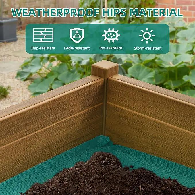 YITAHOME Raised Garden Bed, HIPS Poly Wood Elevated Planter Box with Shelf & Wheels for Mobility, Small Flower Box Stand for Patio Balcony Garden Backyard, Teak by GreenHaven Gardens