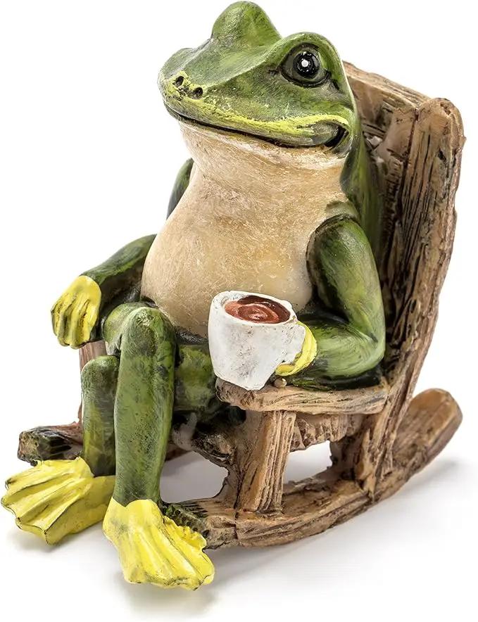 Miniature Frog Garden Statue - 2" Tall - Mini Outdoor Accessory Figurine for Fairy Garden by GreenHaven Gardens