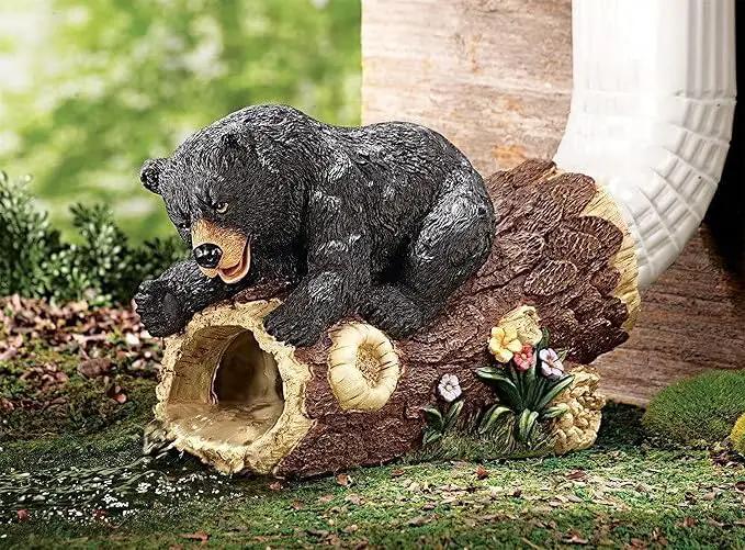 Bear Gutter Downspout Extension Decorative Statue, Whimsical Gutter Guardian Rain Downspout Splash Block, Gutter Guardian Rain Downspout Extender for 2" × 3" Downspout by GreenHaven Gardens