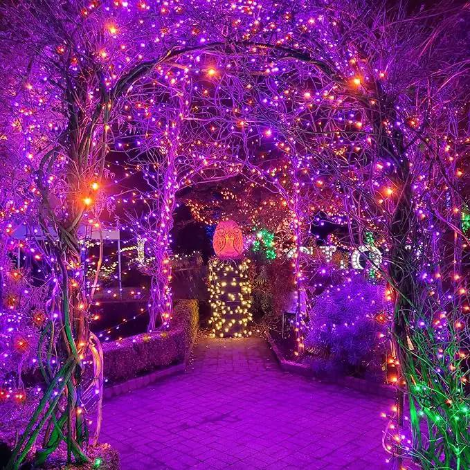 weillsnow 164FT 500 LED Halloween Lights, 8 Modes Waterproof Plug in String Lights for Halloween Indoor Outdoor Yard Party Wedding Garden Home Decorations (Purple & Orange) by GreenHaven Gardens
