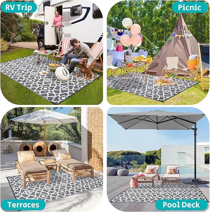 HEBE Outdoor Rug Waterproof 5x8, Plastic Straw Rug Camping Rug, Reversible Outdoor Patio Rugs RV Mat Clearance, Indoor Outside Floor Carpet for Porch,Deck,Camper,Balcony,Backyard by GreenHaven Gardens