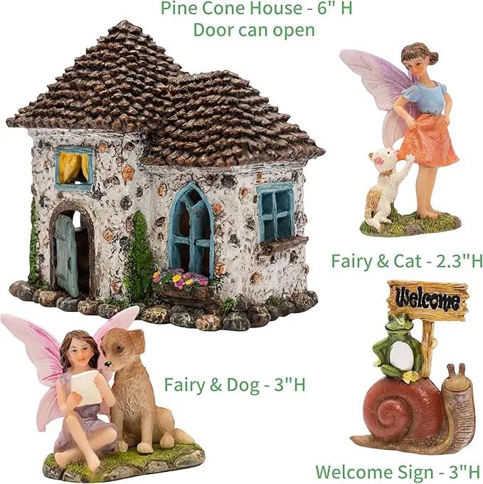 Fairy Garden House Kit - Fairy House, Fairy Garden Accessories Outdoor & Fairies for Fairy Garden – Fairy Houses for Gardens Outdoor - 4 Piece Kit for Adults by GreenHaven Gardens