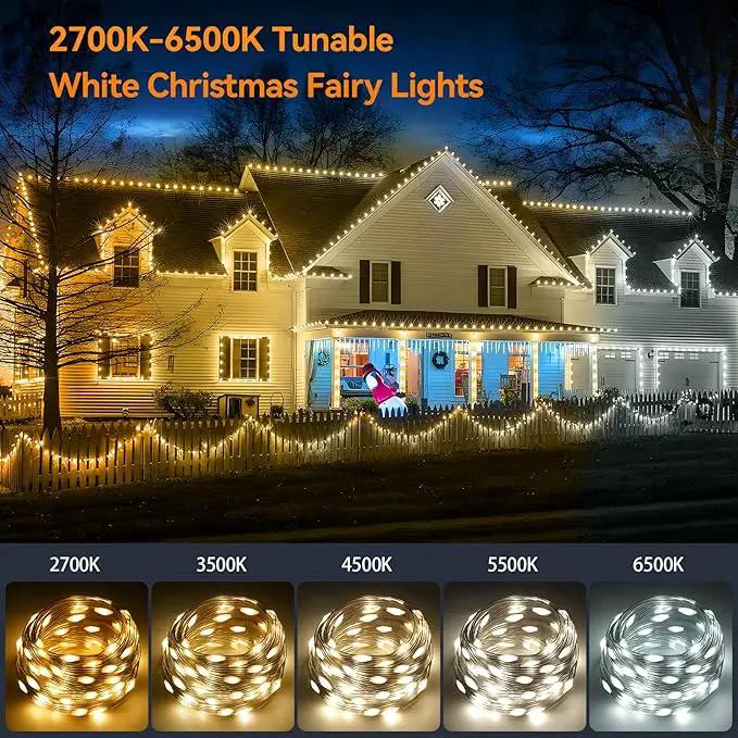 HOUHUI Fairy Lights Plug in Outdoor, 100Ft 2700K-6500K White Christmas Fairy Light IP67 Waterproof with Remote, 8 Modes, Warm-Cool White LED Fairy Twinkle Lights for Bedroom Garden Trees Party Decor by GreenHaven Gardens