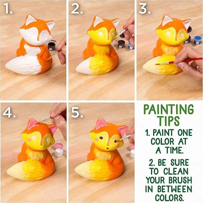 Creative Roots Paint Your Own Fox, DIY Fox, Kids Painting Set, Creativity for Kids, Ceramic Painting Kit for Kids, Ceramics to Paint, Paint Your Own Ceramic, Ages 5+ by GreenHaven Gardens