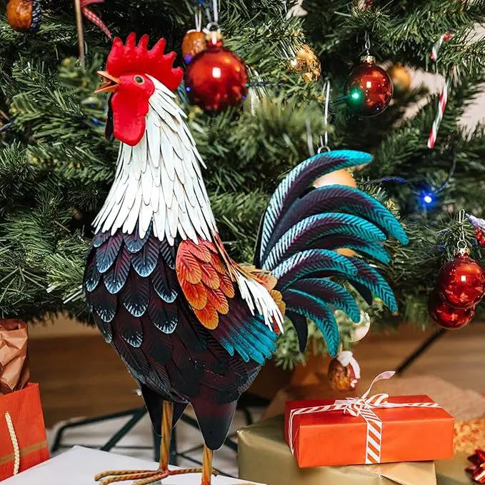 chisheen Metal Rooster Decor,Yard Chicken Decorations,Outdoor Garden Statues, Metal Chicken Sculpture for Backyard Patio Kitchen Decor & Lawn Ornaments by GreenHaven Gardens