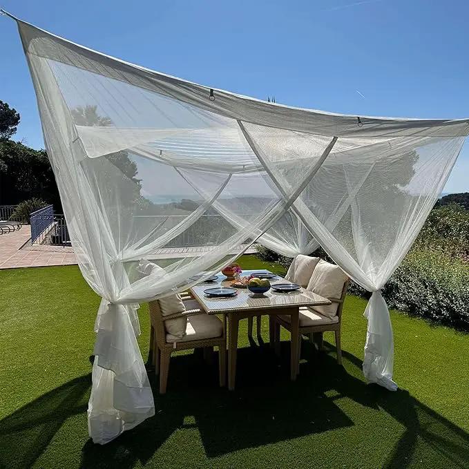 Mosquito Net for Patio 8.2 x 8.2 FT | Very Large Sizes & Fabric Designed for Outdoors | Insect House Screen Netting for Gazebo, Porch & Garden Terrace | White Outside Canopy Bug Protection